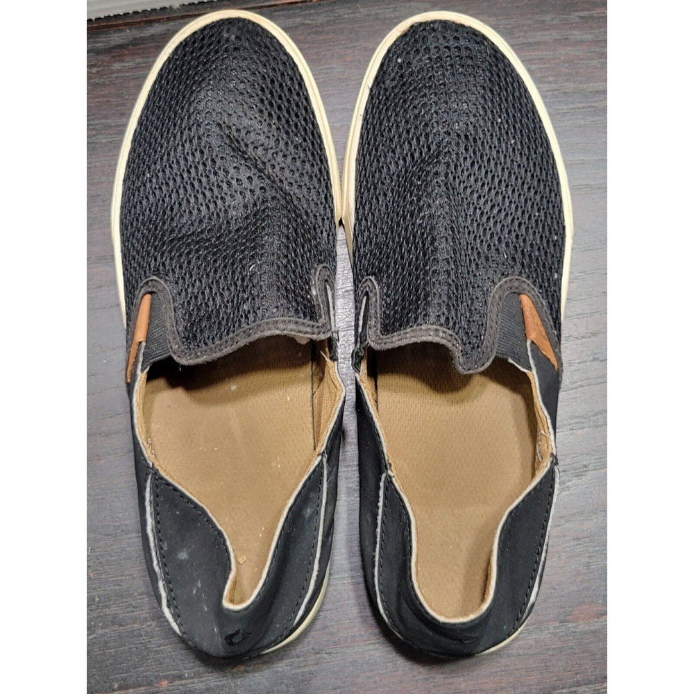 Olukai Women's 9 Sneakers Black Mesh Breathable Slip On Shoes Read